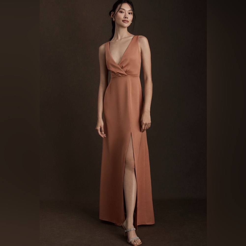NWT - Multi Sizes - BHLDN Piper V-Neck Side-Slit Satin Gown